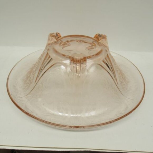 Hazel Atlas Depression Glass Pink ROYAL LACE 10 1/4 In Rolled Edge Console Bowl - Picture 4 of 5